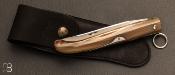 Couteau Yatagan 16 cm Corne blonde par J. Mongin avec étui cuir.