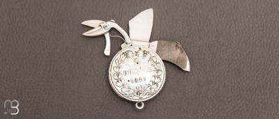 Couteau ancien " onglier 3 pièces " par Eloi Pernet avec monnaie Argent