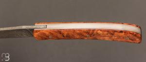 Couteau " custom " par Joël Grandjean - Loupe d'Amboine et Damasteel