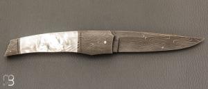   Couteau " liner-lock custom " par Alain & Joris Chomilier - Nacre et damas de Chad Nichols