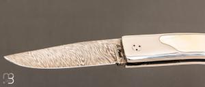   Couteau " custom " lock back par Christian Penot - ivoire de phacochère et lame damas