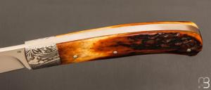  Couteau " Slack " custom par Raphaël Durand - Cerf sambar et damas H. Viallon