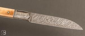    Couteau " Issoire 2 pièces " custom de Jérôme Bellon - Ivoire de mammouth et lame damas