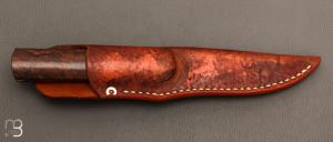   Couteau " Puukko " droit de José Viale - Bois de fer d'Arizona et damas Vlad Matveev