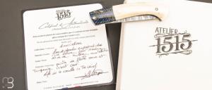 Couteau  " 1515 collection Amérindien  " par Manu Laplace - Os de buffle et damas