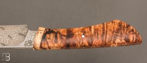  Couteau droit par Nicolas Mestrallet - Atelier du couteau de Vaunaveys - Lame forgée acier damas mosaïque et marronnier stabilisé