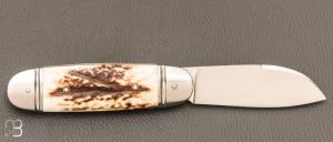 Couteau " Bouledogue " custom de Jérôme Bellon - Bois de cerf et lame en RWL34