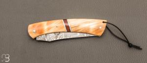Couteau " Camembert damas" régional pliant en fourche de peuplier stabilisée