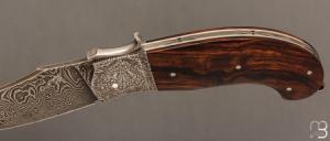  Couteau " Champagny " custom à palanquille de Jérôme Bellon - Bois de fer et damas