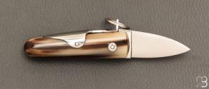  Couteau de poche Coup de Poing 7 cm Corne Blonde par J. Mongin