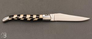 Couteau " Damier " par Laguiole en Aubrac - Ebène/ivoire de mammouth