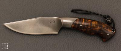    Couteau " Intégral " par Mickaël Moing - Loupe de bouleau stabilisé et lame en 100C6