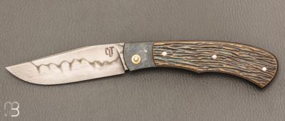  Couteau " Jack " pliant par Tanguy Coillot - Laiton sculpté et lame en C130