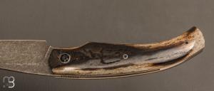    Couteau " K-Libre " custom de Michel Grini - Bois de cerf et lame en RWL34