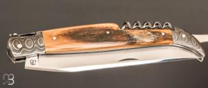 Couteau " Laguiole 12CM 3 pièces  " custom de Jérôme Bellon - Ivoire de mammouth / damas et RWL34