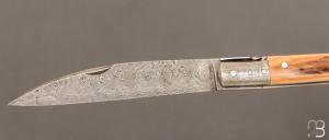 Couteau " Laguiole Droit " custom de Jérôme Bellon - Mammouth et damas