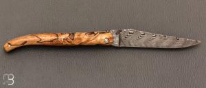 Couteau Laguiole en Aubrac "Perlé" 12 cm lame damas - manche bois d'Aubrac