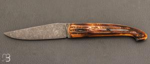   Couteau " Le Passager " de Pierre Thomas - Atelier Odae - Os cerfé et 14c28N
