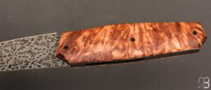   Couteau " Liner-Lock custom  " par Florian Dreyer FD-Knives - Saule stabilisé et lame damas