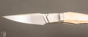   Couteau " Liner-lock custom " de Berthelemy Gabriel - La Forge Agab - Ivoire de mammouth et RWL34