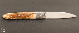    Couteau " Liner lock " par Grégory Picard - Ivoire de mammouth et S45VN