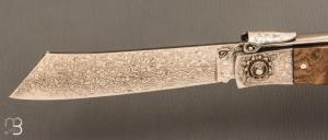   Couteau " Navaja Corsaire" par Jesus Granda - Loupe d'olivier et lame damas