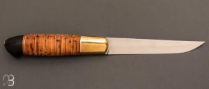 Couteau " Puukko" par la Forge de Pierre - écorce de bouleau et lame en acier carbone C70