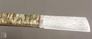  Couteau " Snard " Cristal Steel par Tom Fleury - Bouleau madré stabilisé