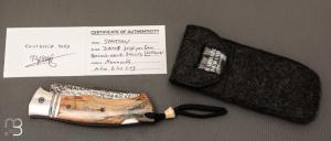   Couteau " Spartan  "  custom lock-back par Raphaël Durand - Damas de Samuel Lurquin