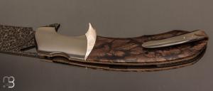 Couteau " Sub Hilt flipper folder " de Javier VOGT - Damas et Liana wood - Sam Lurquin Design