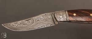   Couteau " Tocard " custom de Jérôme Bellon - Bois de fer et damas