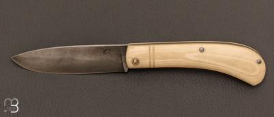  Couteau custom pliant à cran carré - Micarta blanc - Pierre Henri Monnet