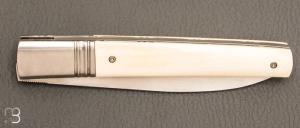   Couteau " custom " Liner lock de Giuseppe Pala - Ivoire de mammouth et lame en RWL34