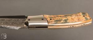   Couteau " custom " de Berthelemy Gabriel - La Forge Agab - Ivoire de mammouth et lame damas