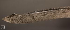   Couteau droit par Nicolas Mestrallet - Lame forgée acier damas et loupe d'amboine