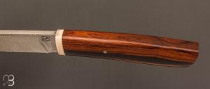   Couteau droit par Nicolas Mestrallet - Atelier du couteau de Vaunaveys - Lame forgée acier damas et bois de fer