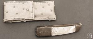   Couteau " liner-lock custom " par Alain & Joris Chomilier - Nacre et damas de Chad Nichols