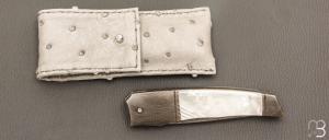   Couteau " liner-lock custom " par Alain & Joris Chomilier - Nacre et damas de Chad Nichols