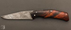    Couteau piémontais par Nicolas Mestrallet - Atelier du couteau de Vaunaveys - Acier damas et bois de fer