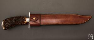     Dague de chasse 30 cm en bois de cerf par Jacques Mongin