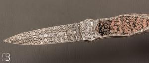   Dague pliante custom par Alain & Joris Chomilier - Damas Vegas Forge et Windowframe Jaspe