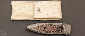   Dague pliante custom par Alain & Joris Chomilier - Damas Vegas Forge et Windowframe Jaspe