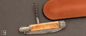    Couteau " Issoire 2 pièces " custom de Jérôme Bellon - Ivoire de mammouth et lame damas