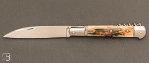    Couteau " Issoire 3 pièces " custom de Jérôme Bellon - Ivoire de mammouth et RWL34