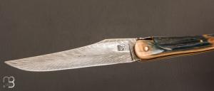   Couteau " Laguiole Queue de Scorpion " 13 cm par Rozelier Fabien - Ty Coutelier - Damas plume et ivoire de mammouth