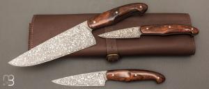    Set de 3 couteaux de cuisine custom de Pierre Thomas - Atelier Odae - Loupe de bois de fer et N690