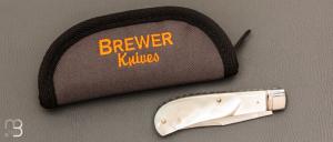    Couteau " Backpocket " de Craig Brewer - Nacre blanche et or