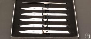 Coffret de 6 couteaux de table Dayat brillants Signature Forge de Laguiole