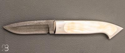   Couteau  "  120 Méditerranée " par Charles Bennica - Nacre jaune et damas  d'Anthony Brochier