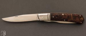 "12A PERO" knife handmade by Denis Lagarde - Stabilized walnut burl
